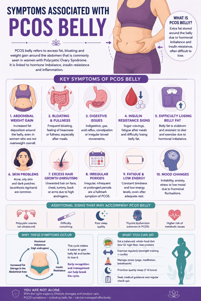 symptoms associated with PCOS belly